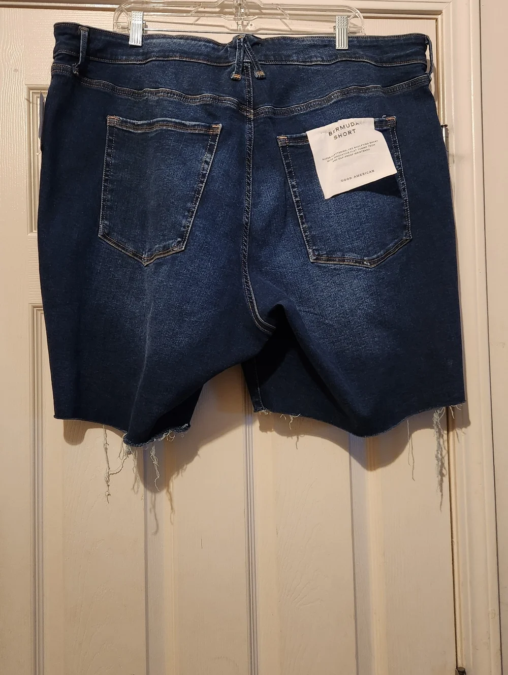 Women's Dark Blue Distressed Denim Bermuda Shorts. Size 28 - 32